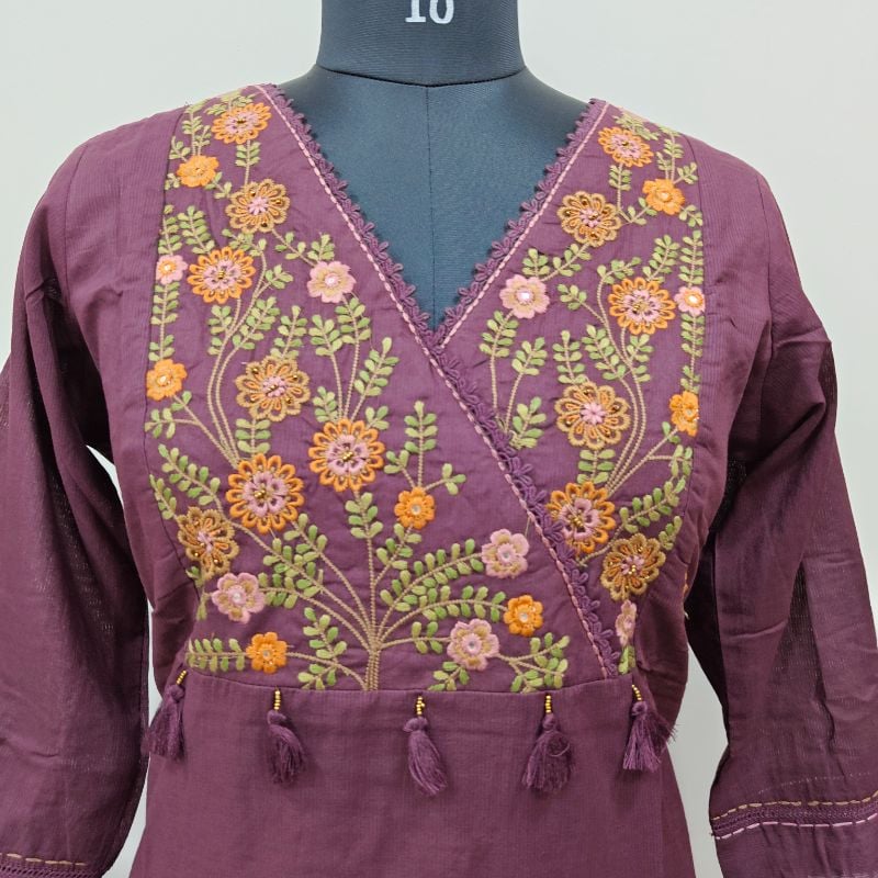 Deep Wine Cotton 3-Piece Festive Suit Set