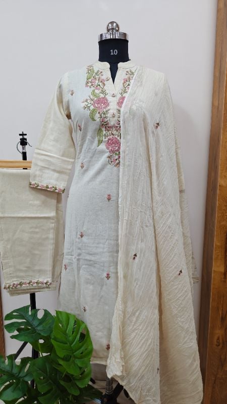 Off white Embroidered Suit Set