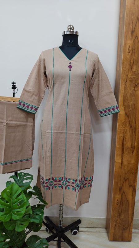 Anvita brand Beige Embroidered 2-Piece Kurta Set