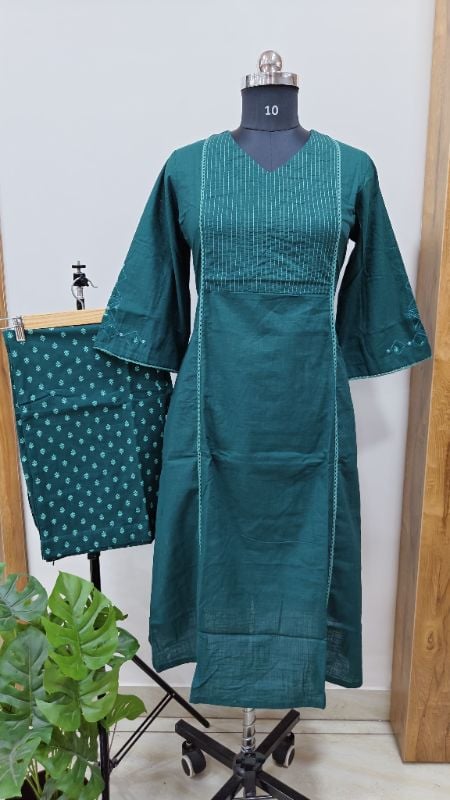 **Anvita brand Teal Green Cotton 2-Piece Kurta Set**