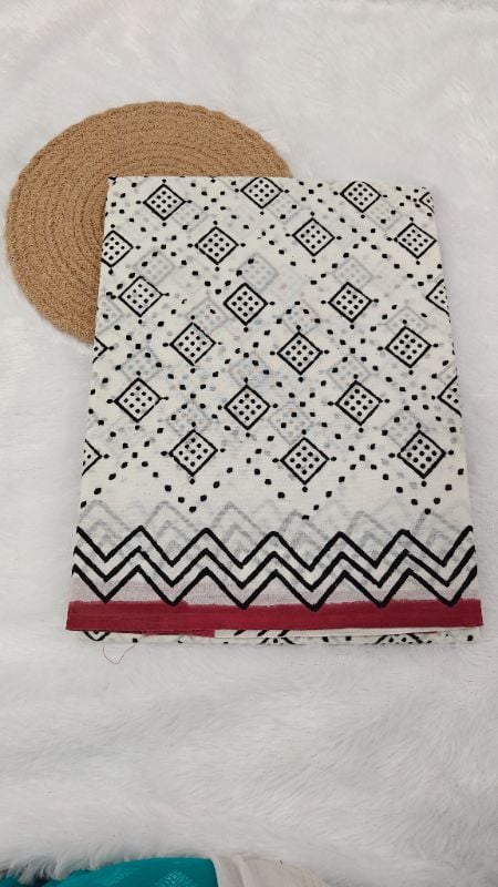 White Mul Cotton Saree