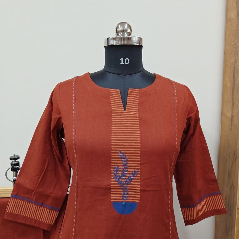 **Anvita brand Rust Red Cotton 2-Piece Kurta Set**