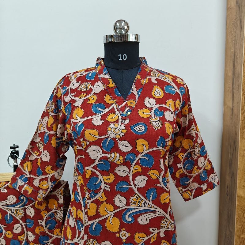 hand-blocked Kalamkari Cotton 2-Piece set 3