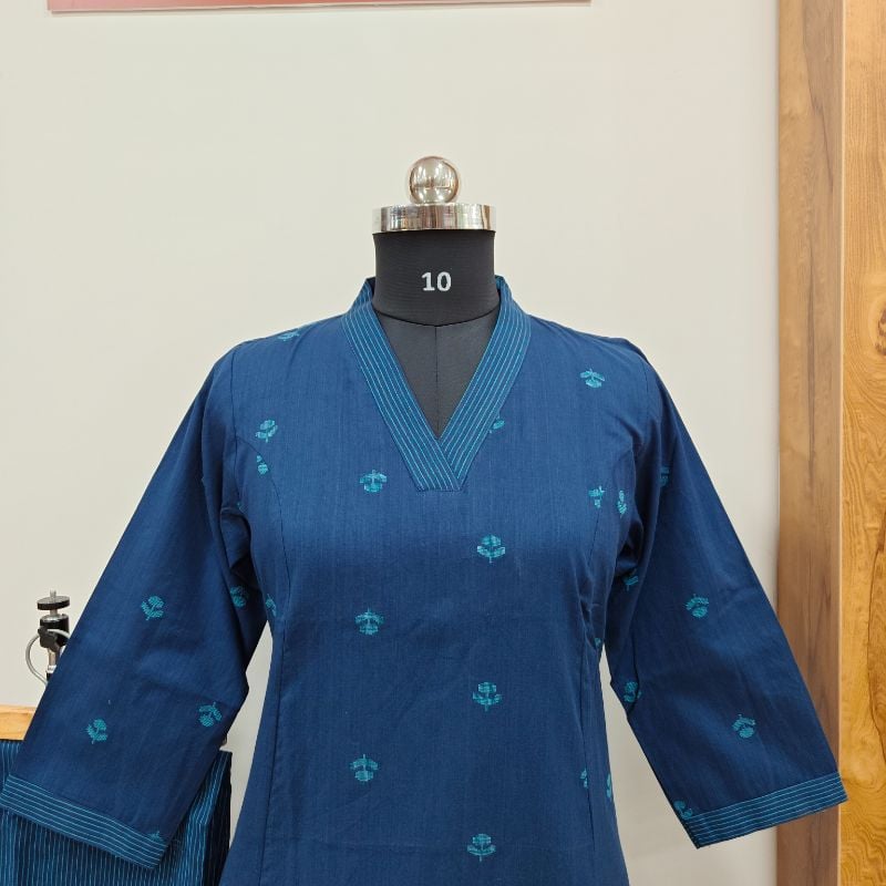 Indigo Elegance Cotton 2-Piece Kurta Set
