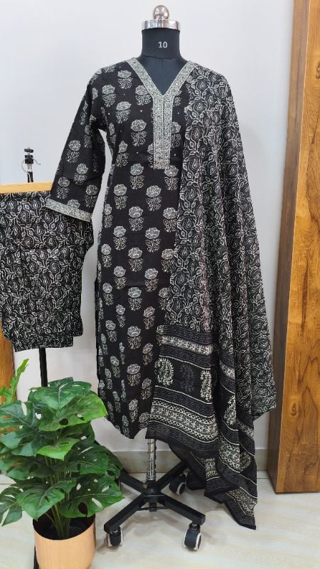mul cotton v black 3pc set