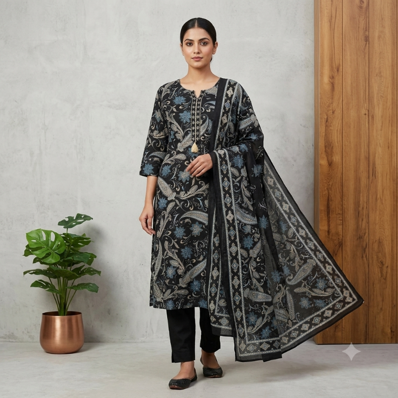 mul cotton  black 3pc set