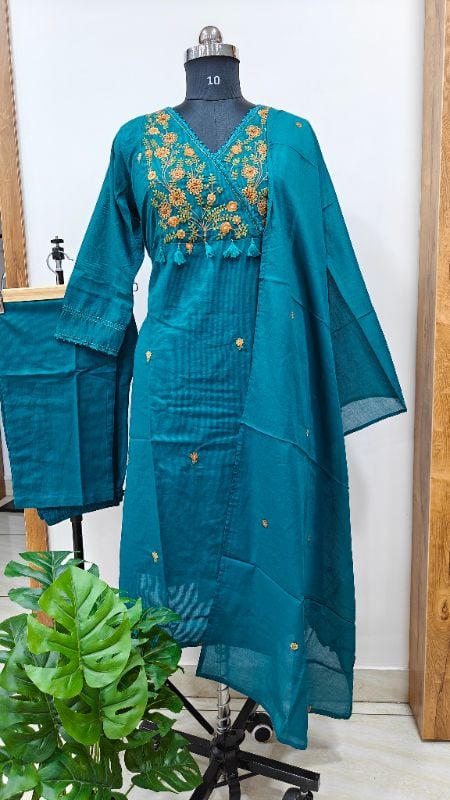 T Green Cotton 3-Piece Festive Suit Set