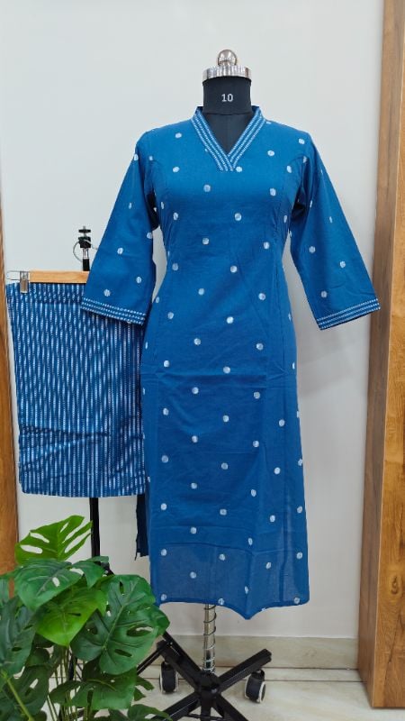 Royal blue Cotton 2-Piece Kurta Set