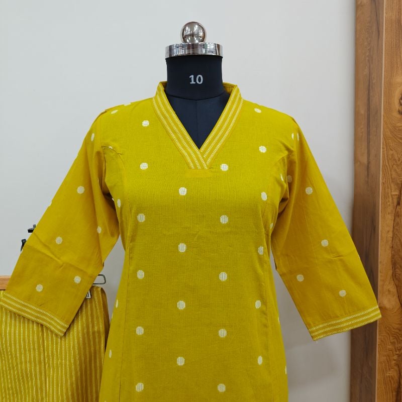 Yellow Cotton 2-Piece Kurta Set