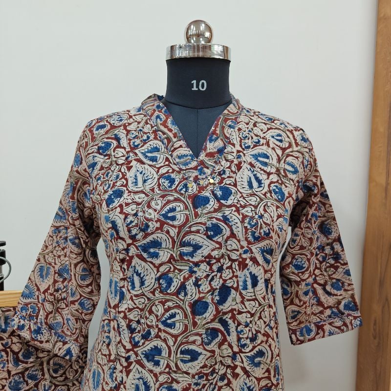 hand-blocked Kalamkari Cotton 2-Piece set KS2E