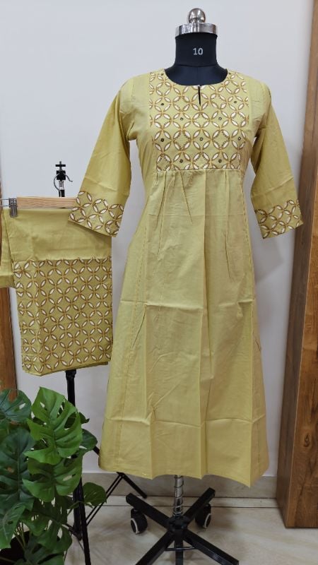 **Anvita brand Beige Cotton 2-Piece Kurta Set**