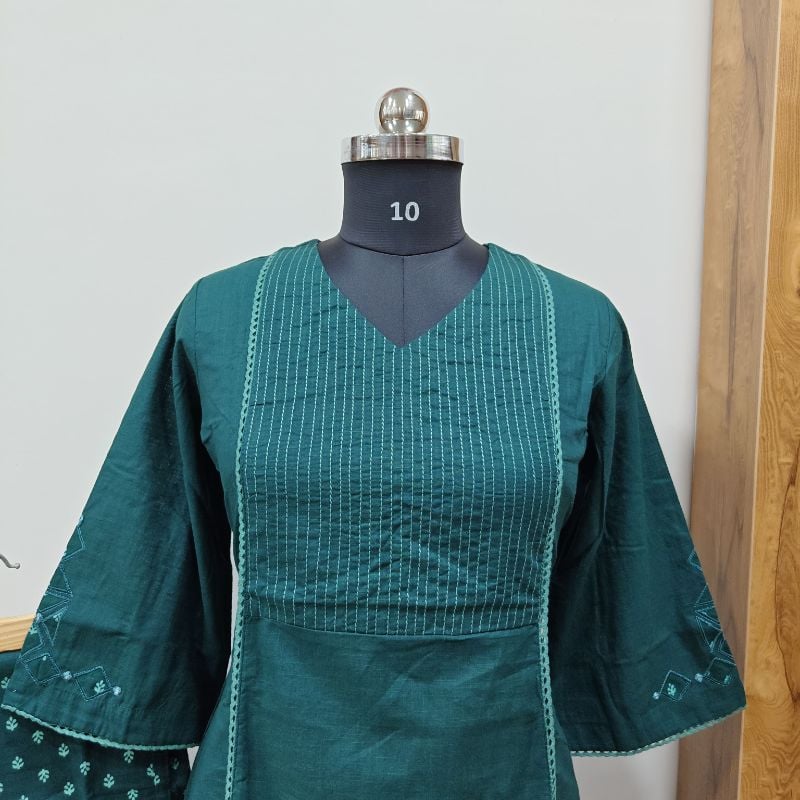 **Anvita brand Teal Green Cotton 2-Piece Kurta Set**