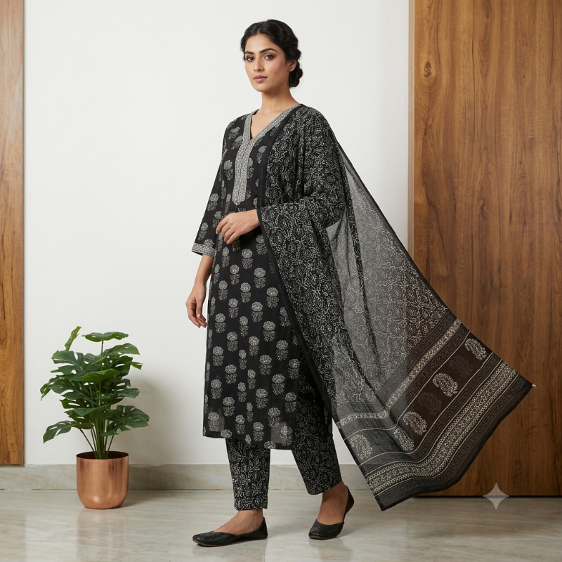 mul cotton v black 3pc set