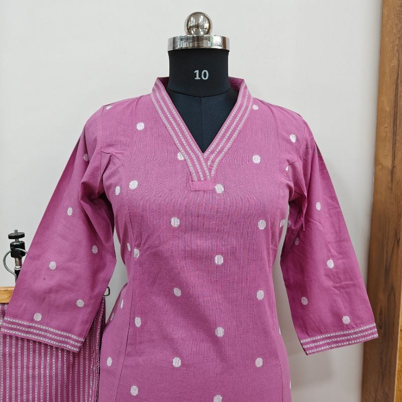 Baby Pink Cotton 2-Piece Kurta Set