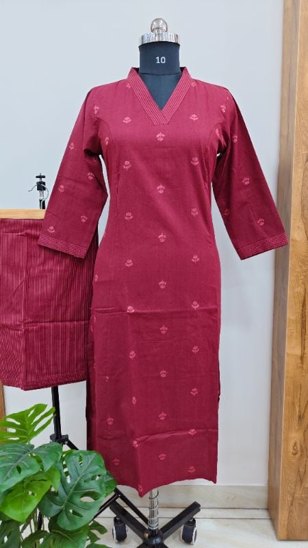 Light maroon Cotton 2-Piece Kurta Set