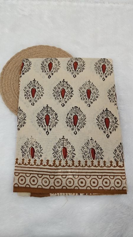**Hand-Block Printed mul Cotton Saree 7**