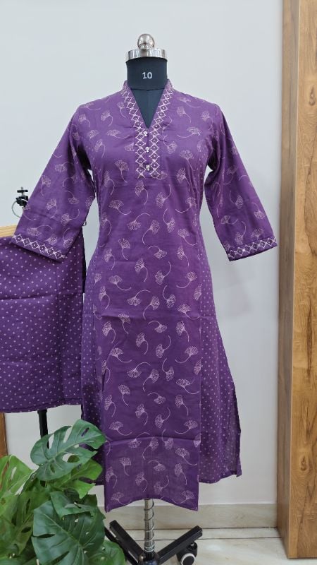 **Anvita brand Deep Purple Cotton 2-Piece Kurta Set**