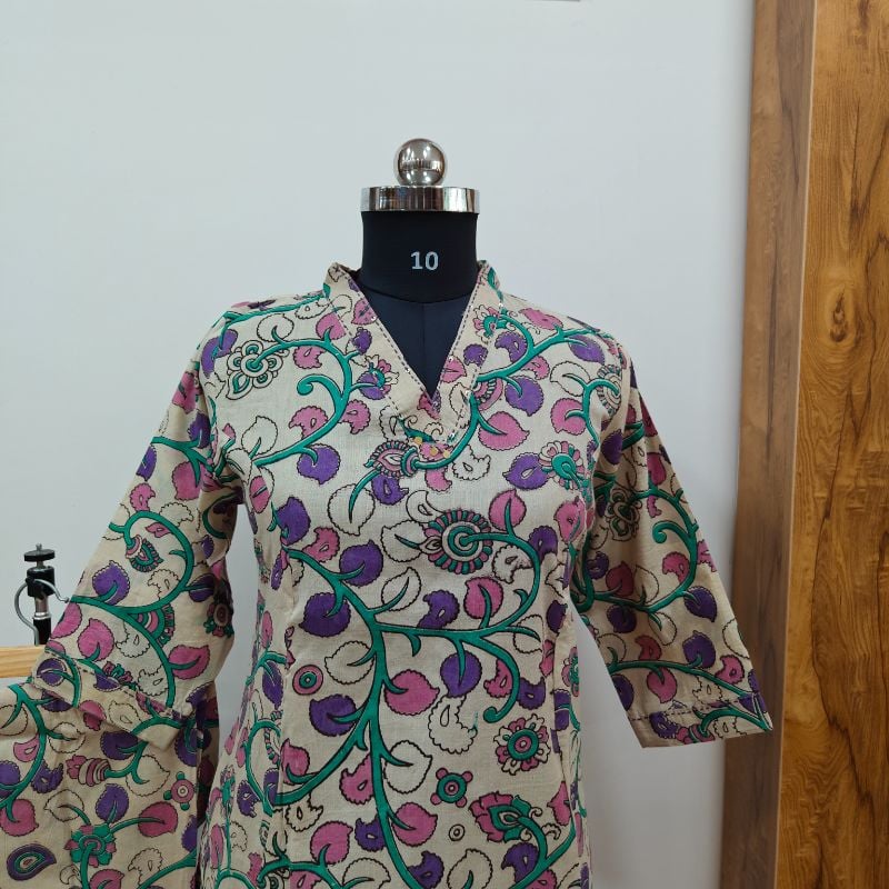 hand-blocked Kalamkari Cotton 2-Piece set KS2W