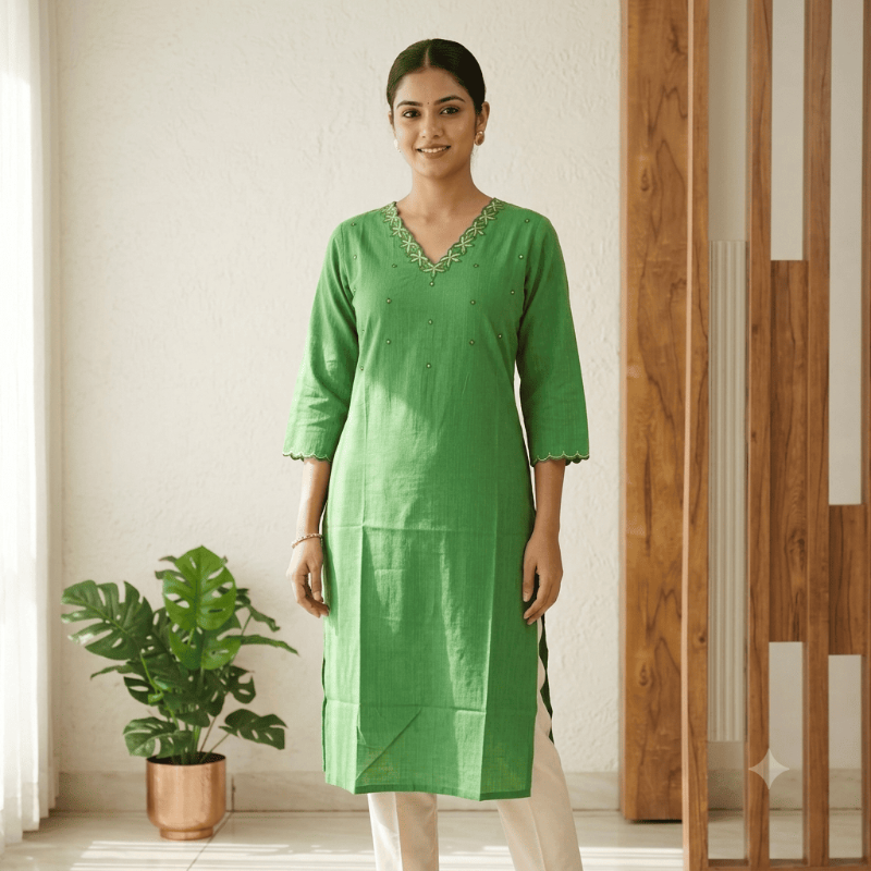 Anvita brand Green Embroidered Kurti