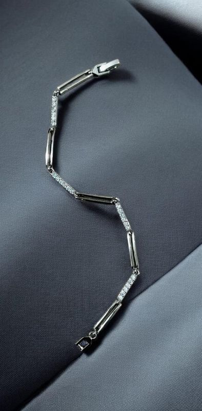 Silver-Plated Bar Pavé Bracelet