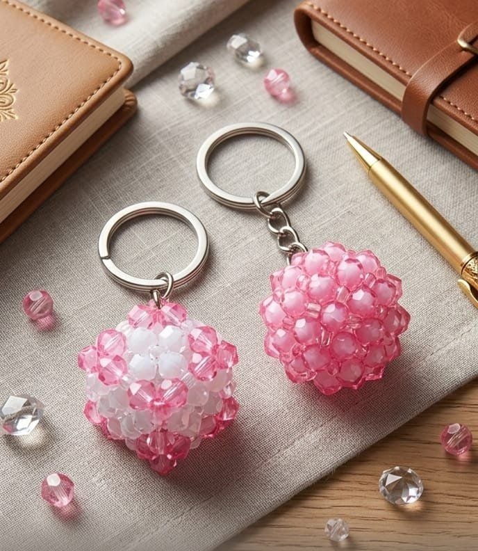 Artisanal Beaded Bag Charm | Hand-Woven Faceted Keepsake