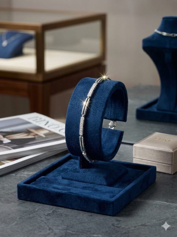 Silver-Plated Bar Pavé Bracelet
