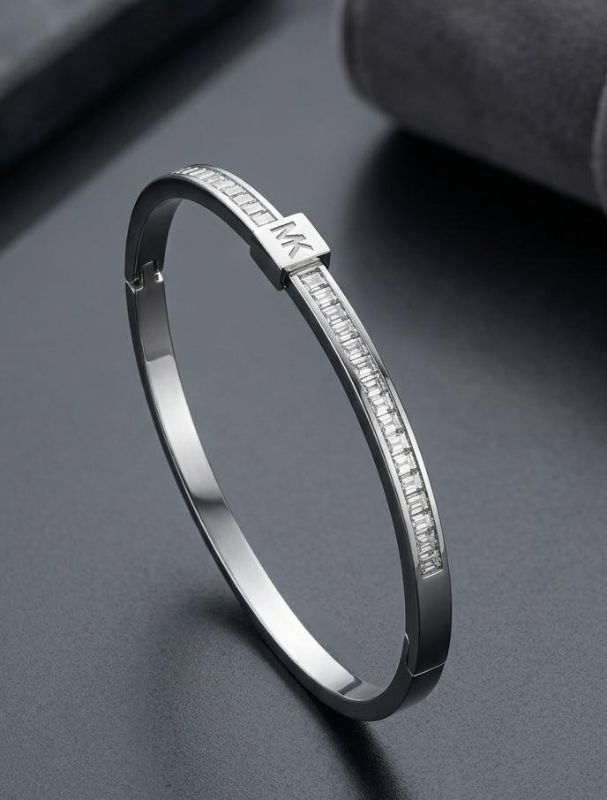 MK-Inspired Baguette Bangle (Silver Edition).
