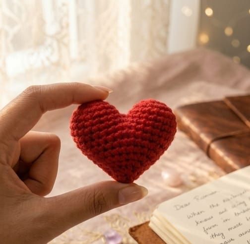 Handmade Crochet Heart Keychain