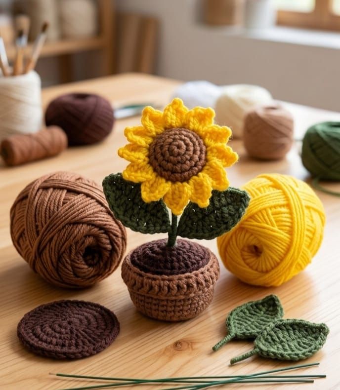 Everlasting Sunflower Pot 🧶✨