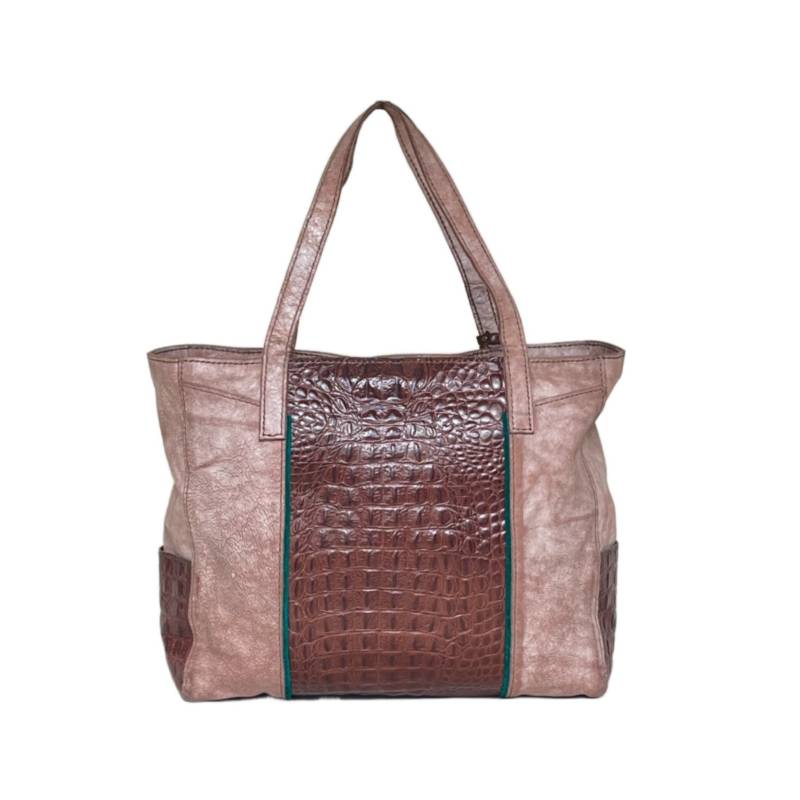 Textured Stylish Genuine Leather Sand Tote Carryall