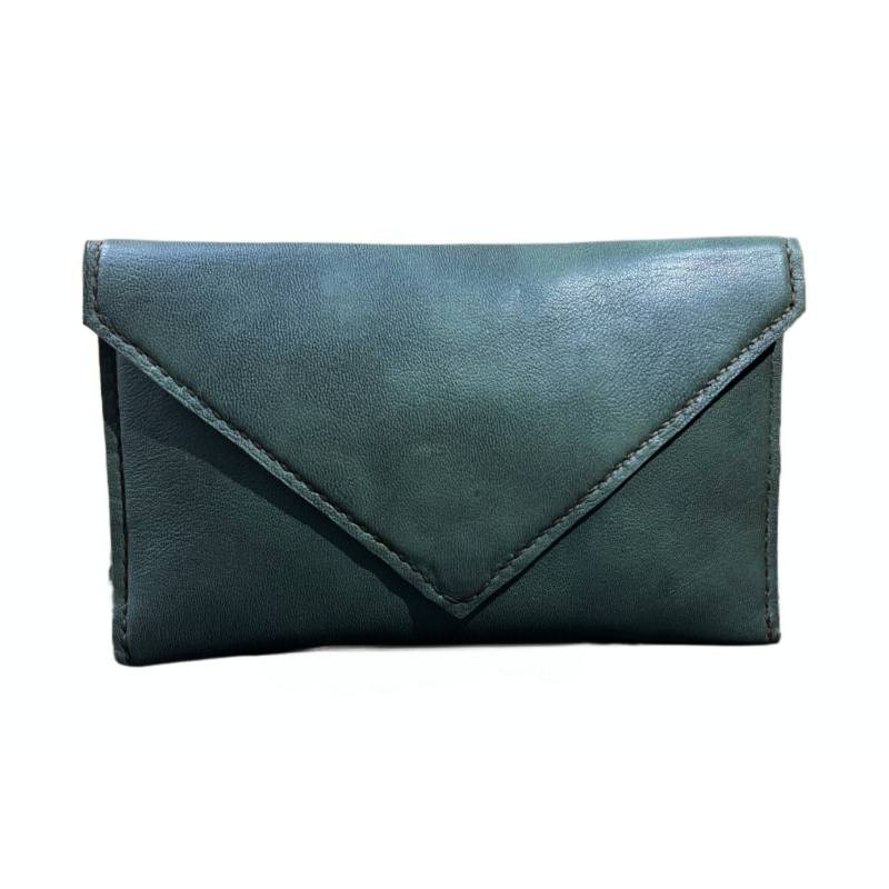 Solid Serenity Sky Genuine Leather Blue Envelope Bag