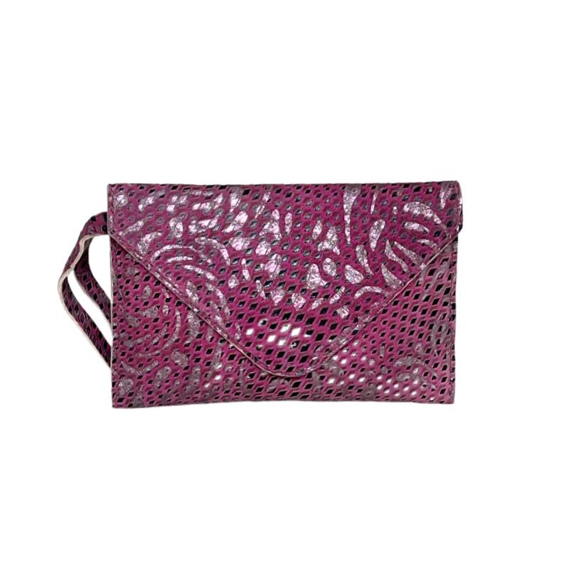 Textured Ethereal Whispers Genuine Leather Pink Envelope Bag