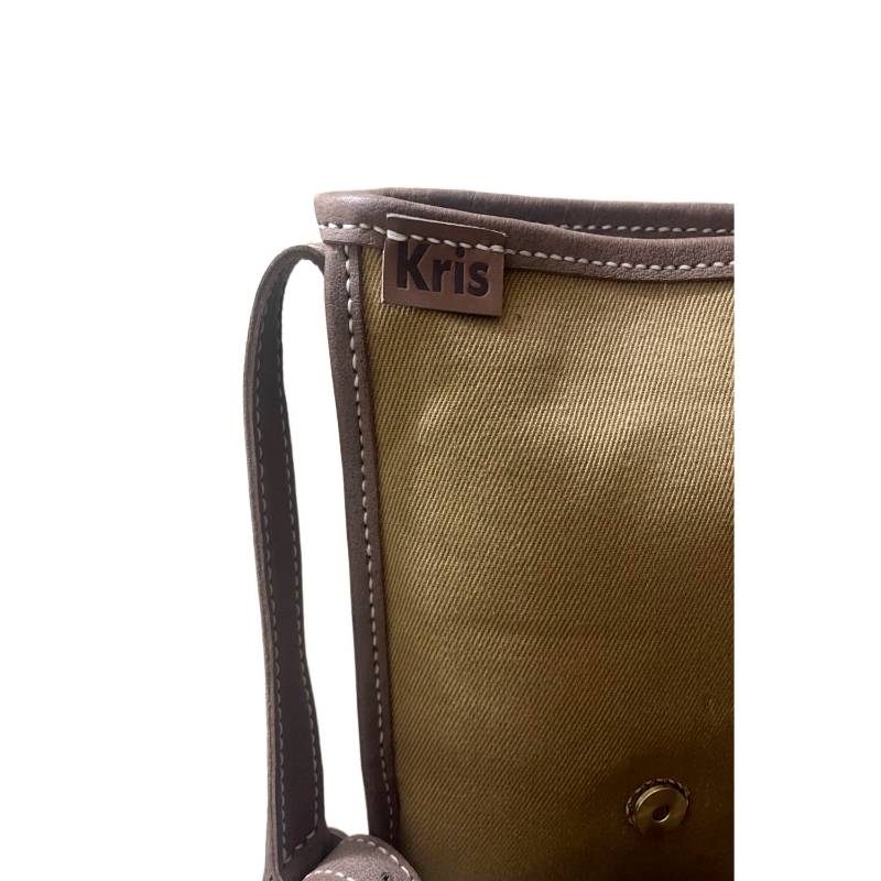 Textured Rugged Explorer Genuine Leather and Canvas Brown Crossbody