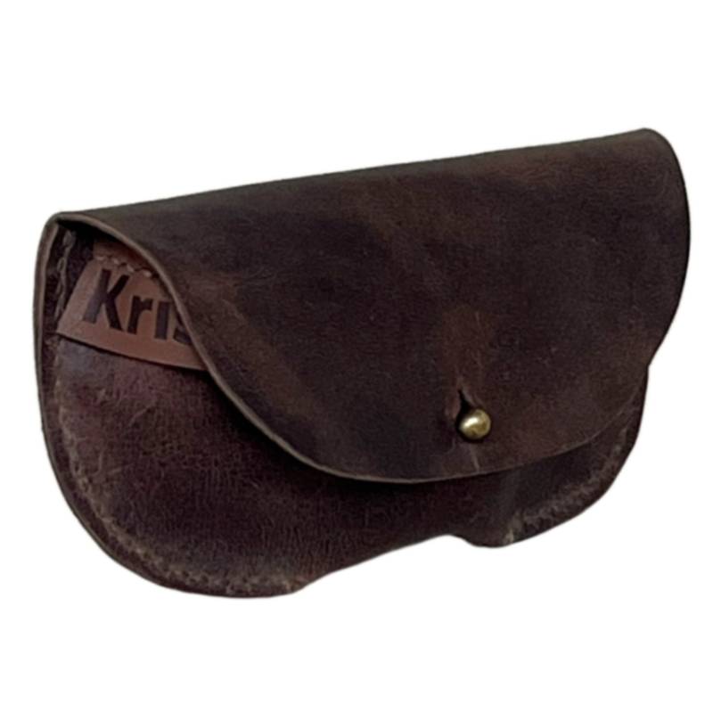 Solid Minimalist Genuine Leather Brown Spectacle Pouch