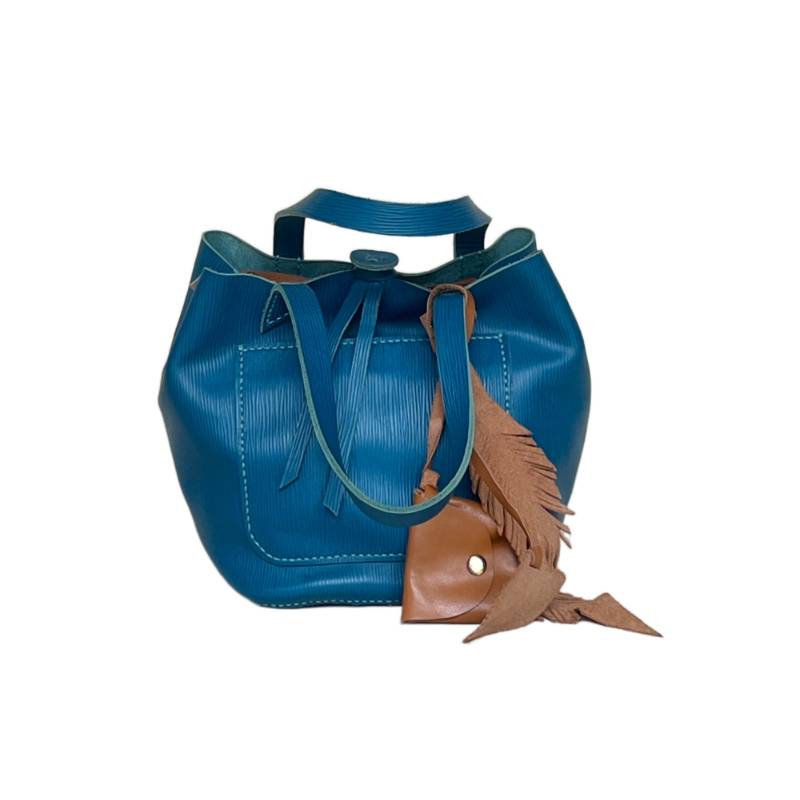 Solid Ocean Breeze Genuine Leather Blue Hand-Held Bag