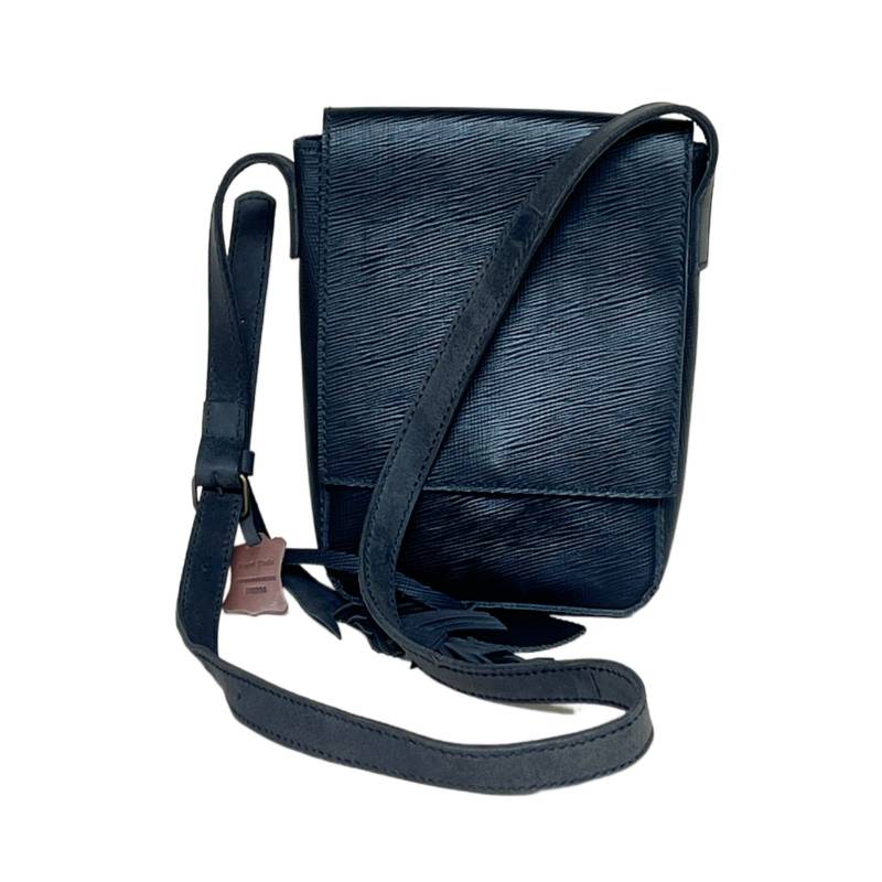 Textured Versatile Genuine Leather Black Crossbody Sling