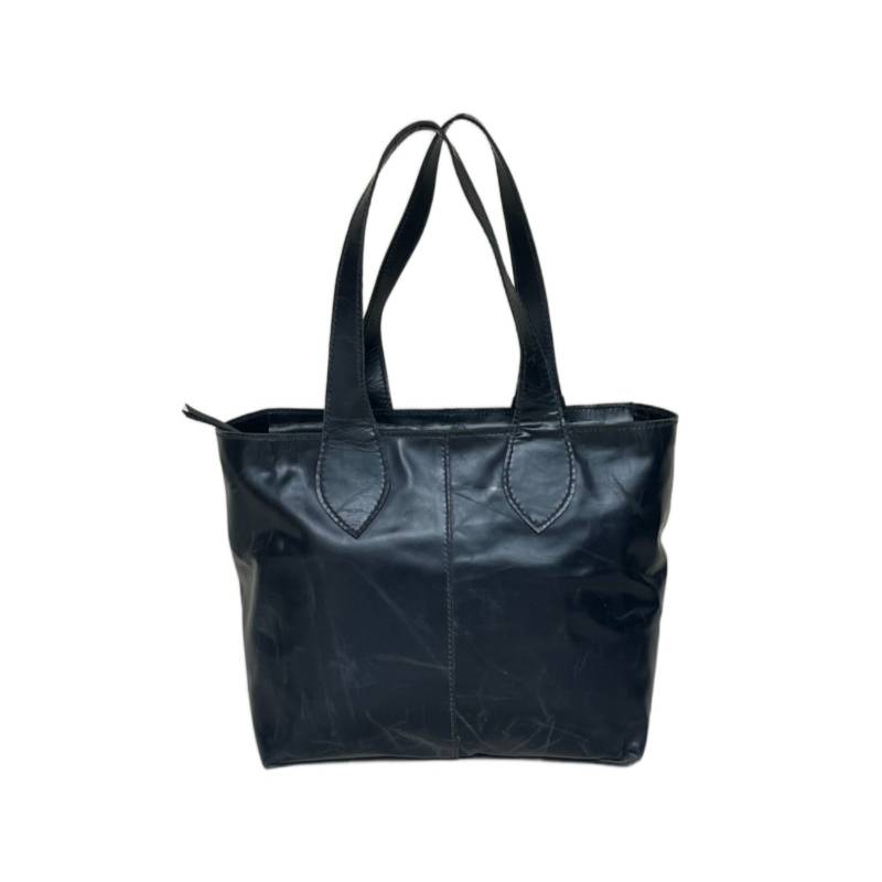 Solid Versatile Genuine Leather Black Everyday Tote