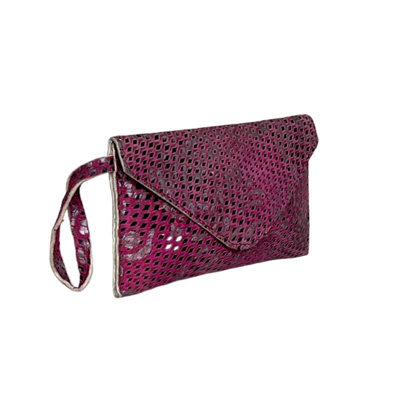 Textured Pearlescent Dreams Genuine Leather Pink Envelope Bag