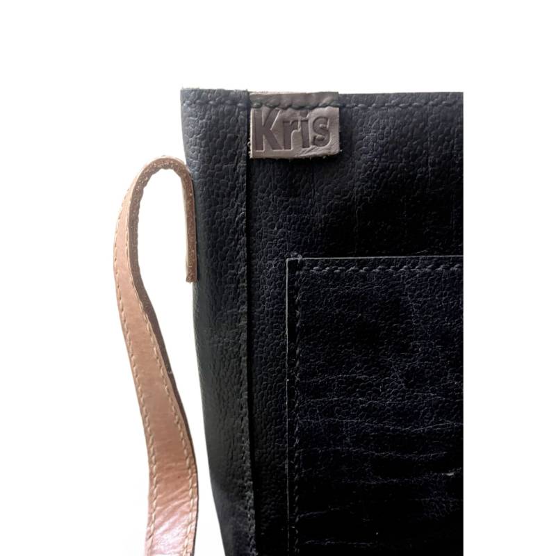 Textured Timeless Elegance Genuine Leather Black Crossbody