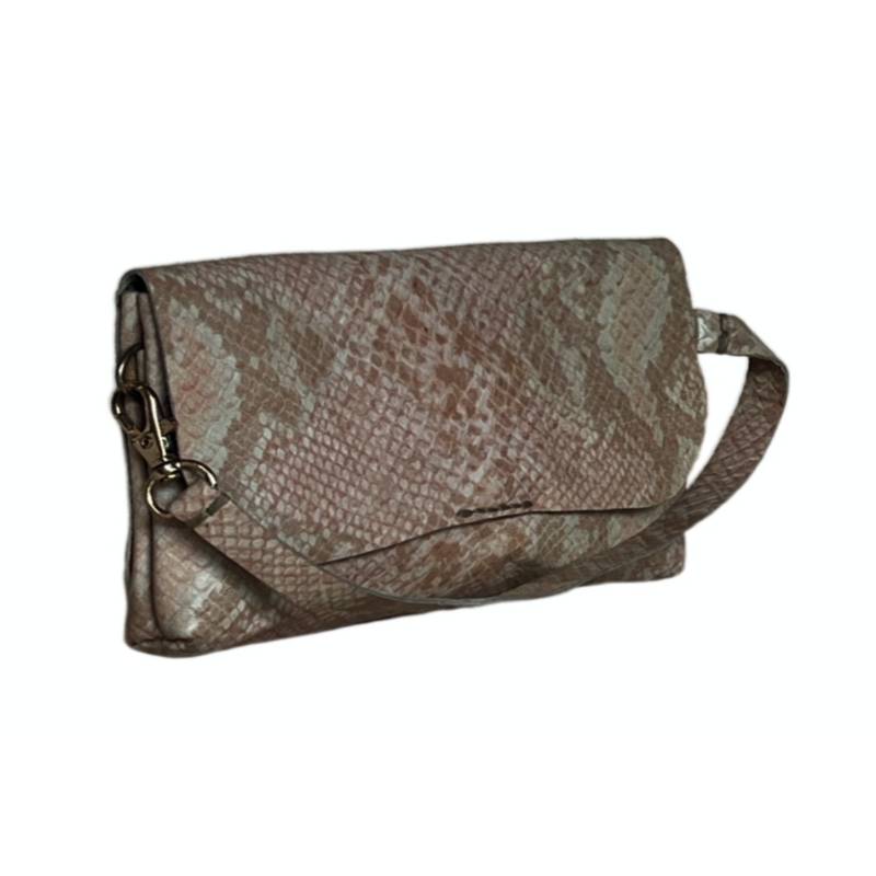 Textured and Elegant Genuine Leather Cream Wristlet Bag