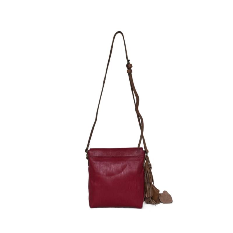 Textured Modern Minimalist Genuine Leather Red Sling Bag