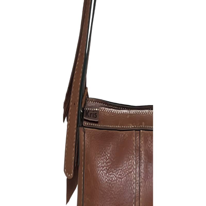 Textured Leather Contemporary Genuine Leather Tan Shoulder Sling Bag