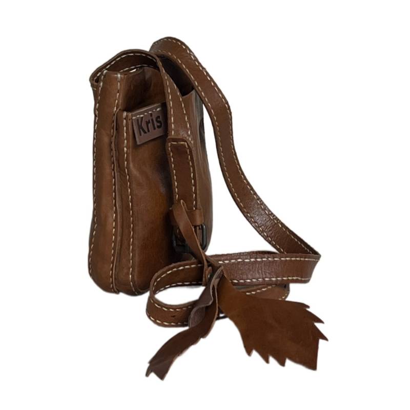 Textured Contemporary Genuine Leather Brown Travel Sling