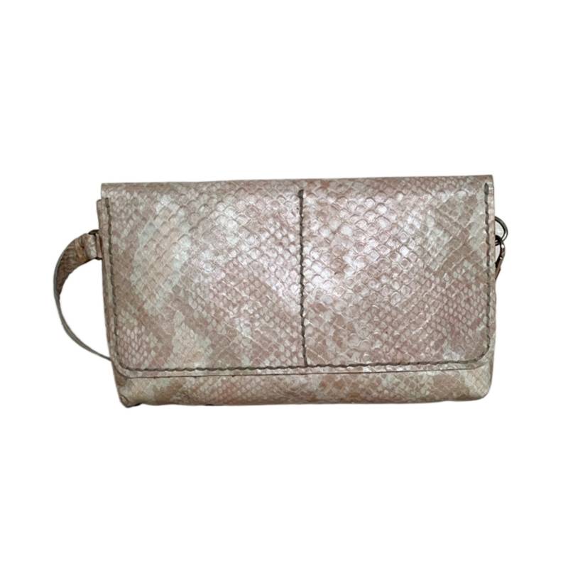 Textured and Elegant Genuine Leather Cream Wristlet Bag