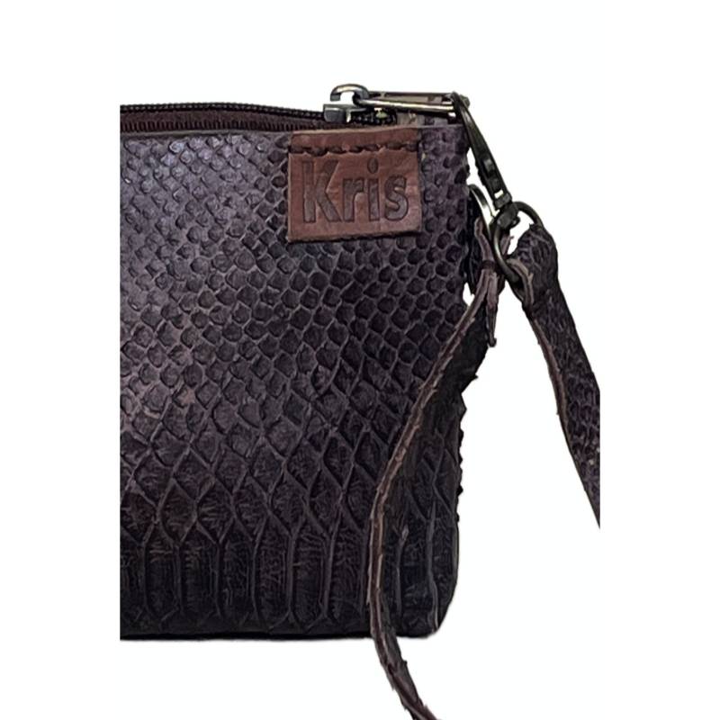 Textured Versatile Genuine Leather Brown Wristlet Wallet