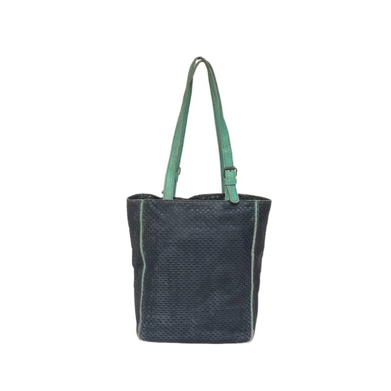 Textured Classic Genuine Leather Black Tote Shopper