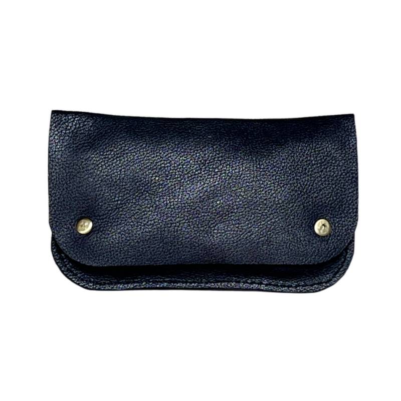 Solid Timeless Elegant Genuine Leather Black Clutch