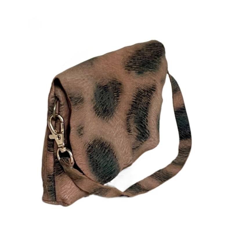 Textured and Printed Chic and Compact Genuine Leather Beige Wrislet Bag