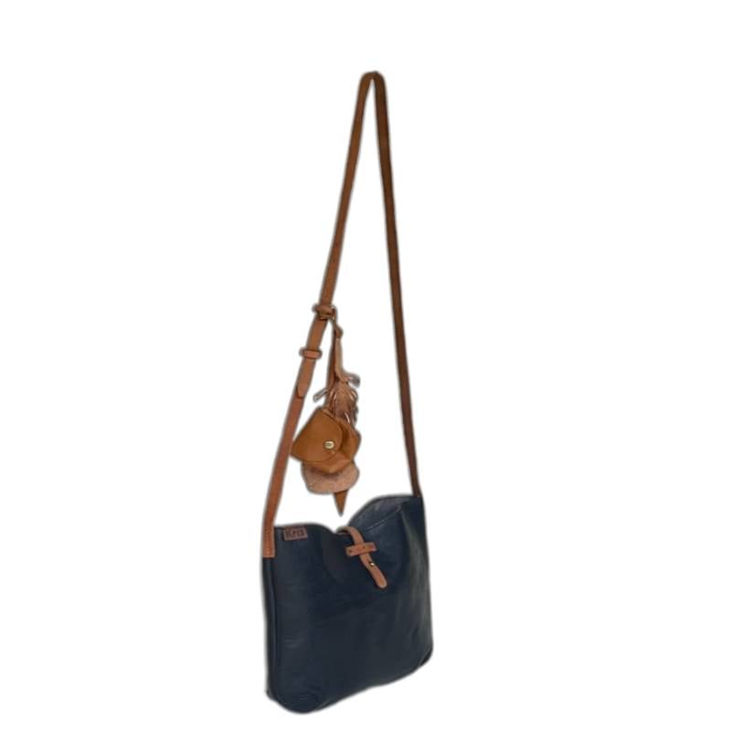 Sleek and Stylish Genuine Leather Black Crossbody Tote