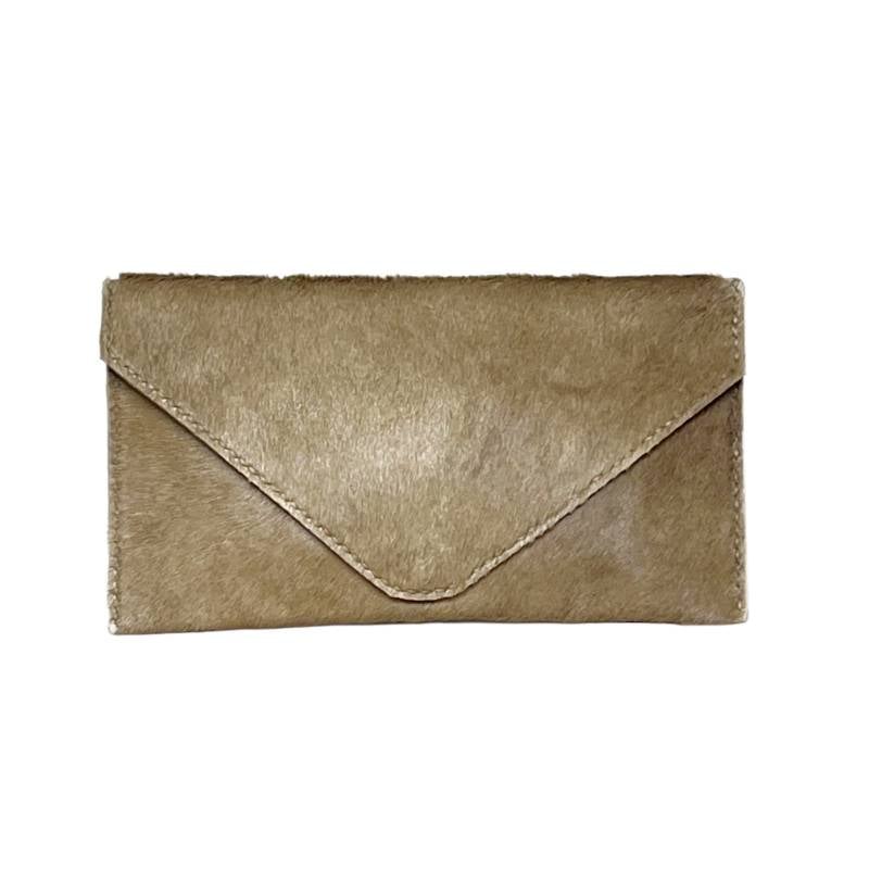 Textured Modern Simplicity Genuine Leather Gold Envelope Bag